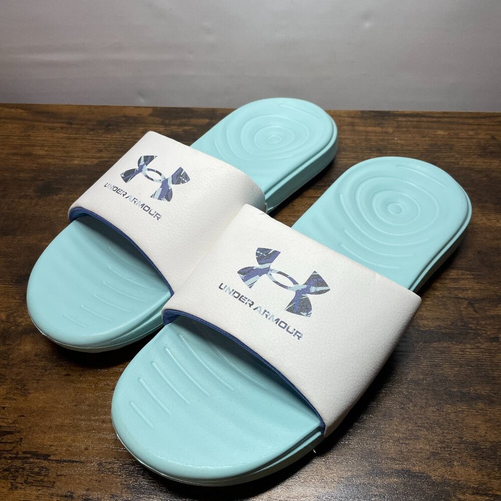 Under Armour Women's Ansa Slides White/Blue  Size 9